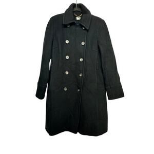 J.Crew Women’s Black Wool Blend Peacoat Coat Size 12 Double Breasted (No Belt)